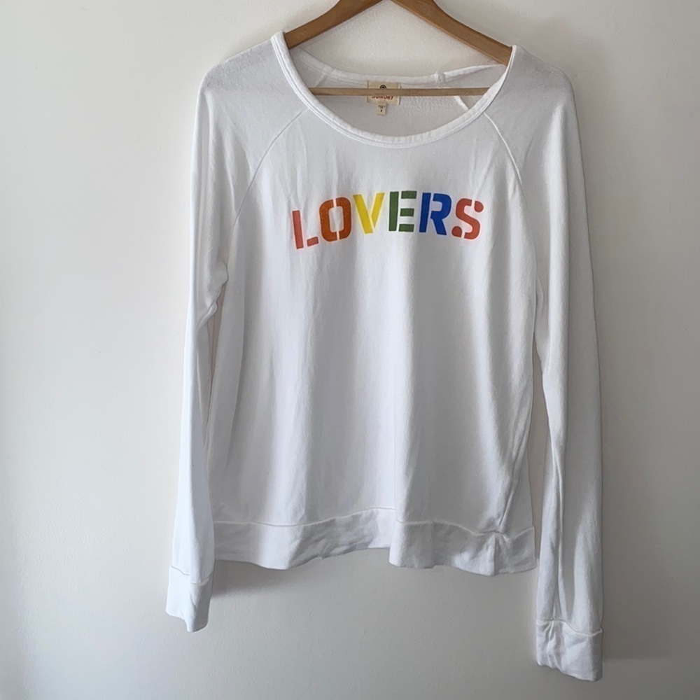 SUNDRY x Revolve PRIDE Lovers Multicolor Rainbow Graphic Soft Sweatshirt
